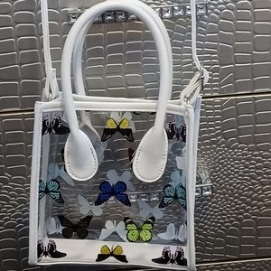 Clear with butterfly print crossbody